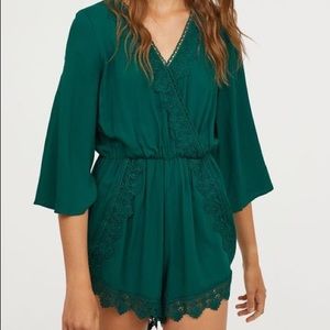 H&M Green Lace Jumpsuit - Size 0